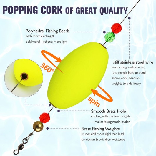Eco-Friendly High-Quality Popping Cork Fishing Float Durable Lightweight Foam Floating Fishing Tackle Eco-Friendly High-Quality Popping Cork Fishing Float Durable Lightweight Foam Floating Fishing Tackle