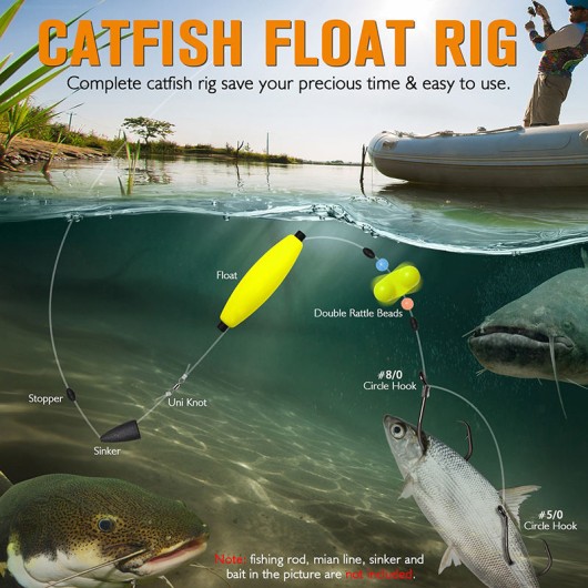 Double Circle Hook Rattling Float Pre-Rigged Bait Set Double Circle Hook Rattling Float Pre-Rigged Bait Set