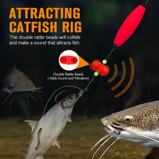 Double Circle Hook Rattling Float Pre-Rigged Bait Set Double Circle Hook Rattling Float Pre-Rigged Bait Set