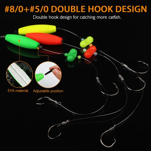 Double Circle Hook Rattling Float Pre-Rigged Bait Set Double Circle Hook Rattling Float Pre-Rigged Bait Set