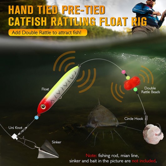 Catfish Float Rig with Rattling Device High Carbon Steel Circle Hook Catfish Float Rig with Rattling Device High Carbon Steel Circle Hook