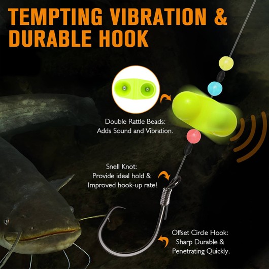 Catfish Float Rig with Rattling Device High Carbon Steel Circle Hook Catfish Float Rig with Rattling Device High Carbon Steel Circle Hook