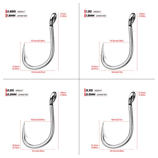 Sea Fishing Stainless Steel Single Hook 20-80kg Max Tension Anti-Corrosion Barb Sea Fishing Stainless Steel Single Hook 20-80kg Max Tension Anti-Corrosion Barb