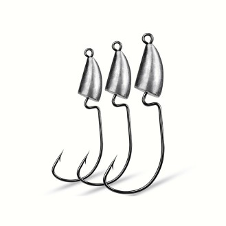 Bullet Jig Head Carbon Steel Fishing Hook Weedless Offset Worm Hook