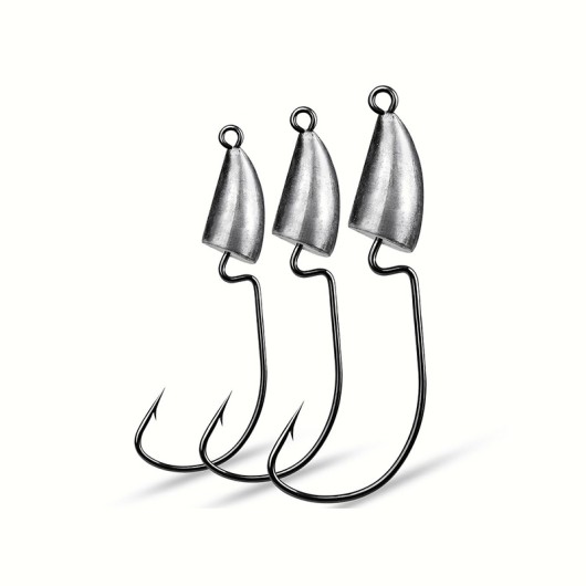 Bullet Jig Head Carbon Steel Fishing Hook Weedless Offset Worm Hook