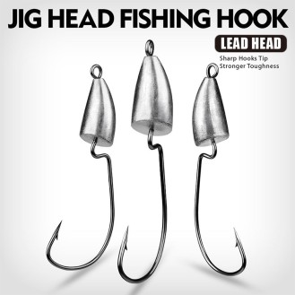 Bullet Jig Head Carbon Steel Fishing Hook Weedless Offset Worm Hook Bullet Jig Head Carbon Steel Fishing Hook Weedless Offset Worm Hook