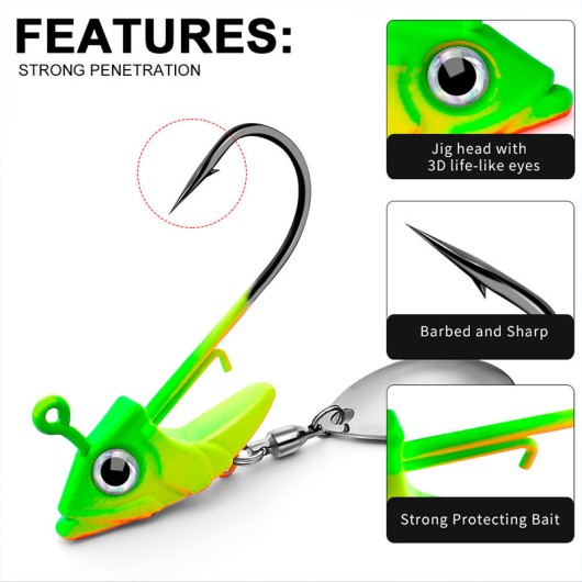 SNEDA Jig Head Hook with Spinner Spoon Realistic Fishing Hook SNEDA Jig Head Hook with Spinner Spoon Realistic Fishing Hook