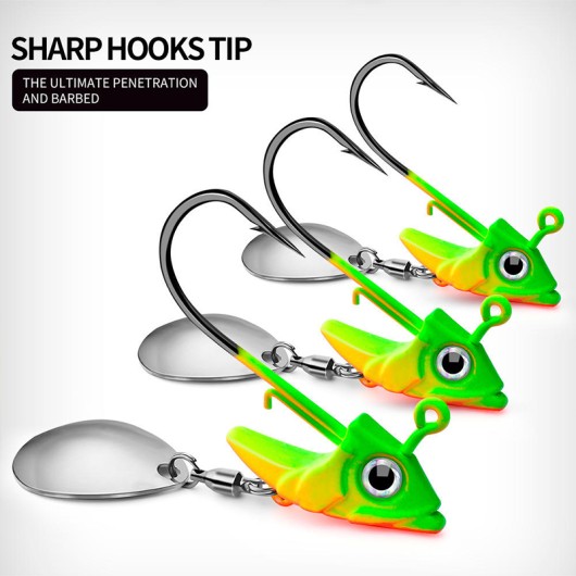 SNEDA Jig Head Hook with Spinner Spoon Realistic Fishing Hook SNEDA Jig Head Hook with Spinner Spoon Realistic Fishing Hook