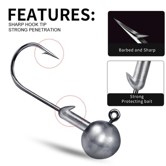 Round Ball Jig Head Fishing Hook Soft Worm Fishing Hooks 10pcs/bag Round Ball Jig Head Fishing Hook Soft Worm Fishing Hooks 10pcs/bag