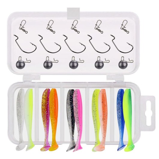 New Lifelike Fishing Lures Kit with Jig Heads Soft Bait New Lifelike Fishing Lures Kit with Jig Heads Soft Bait