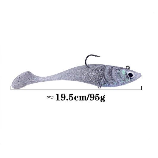 195mm 95g Soft Plastic T-Tail Lure 3D Eyes Lead Head Soft Bait