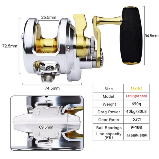 Max Drag 40kg Conventional Drum Sea Fishing Reel Max Drag 40kg Conventional Drum Sea Fishing Reel