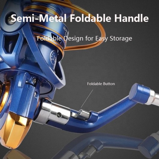 Spinning Fishing Reel Gear Ratio 5.2:1 Stainless Steel Spool Foldable Handle Spinning Fishing Reel Gear Ratio 5.2:1 Stainless Steel Spool Foldable Handle