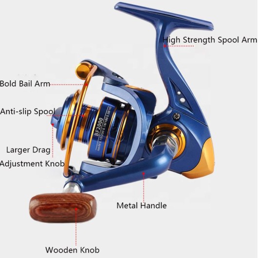 Spinning Fishing Reel Gear Ratio 5.2:1 Stainless Steel Spool Foldable Handle Spinning Fishing Reel Gear Ratio 5.2:1 Stainless Steel Spool Foldable Handle