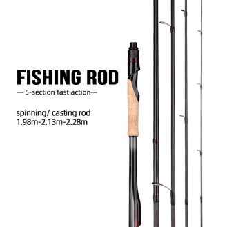 Travel Carbon Fiber Fishing Rod Fuji Guide 5-Section Portable Rod